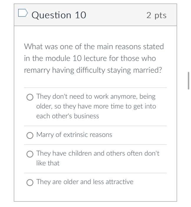 Solved Question 6 2 pts An individual who has always been a | Chegg.com