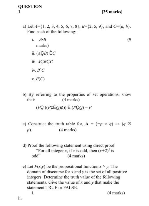 Solved Question 25 Marks A Let A 1 2 3 4 5 6 7 Chegg Com