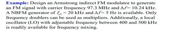 Solved Example: Design An Armstrong Indirect FM Modulator To | Chegg.com