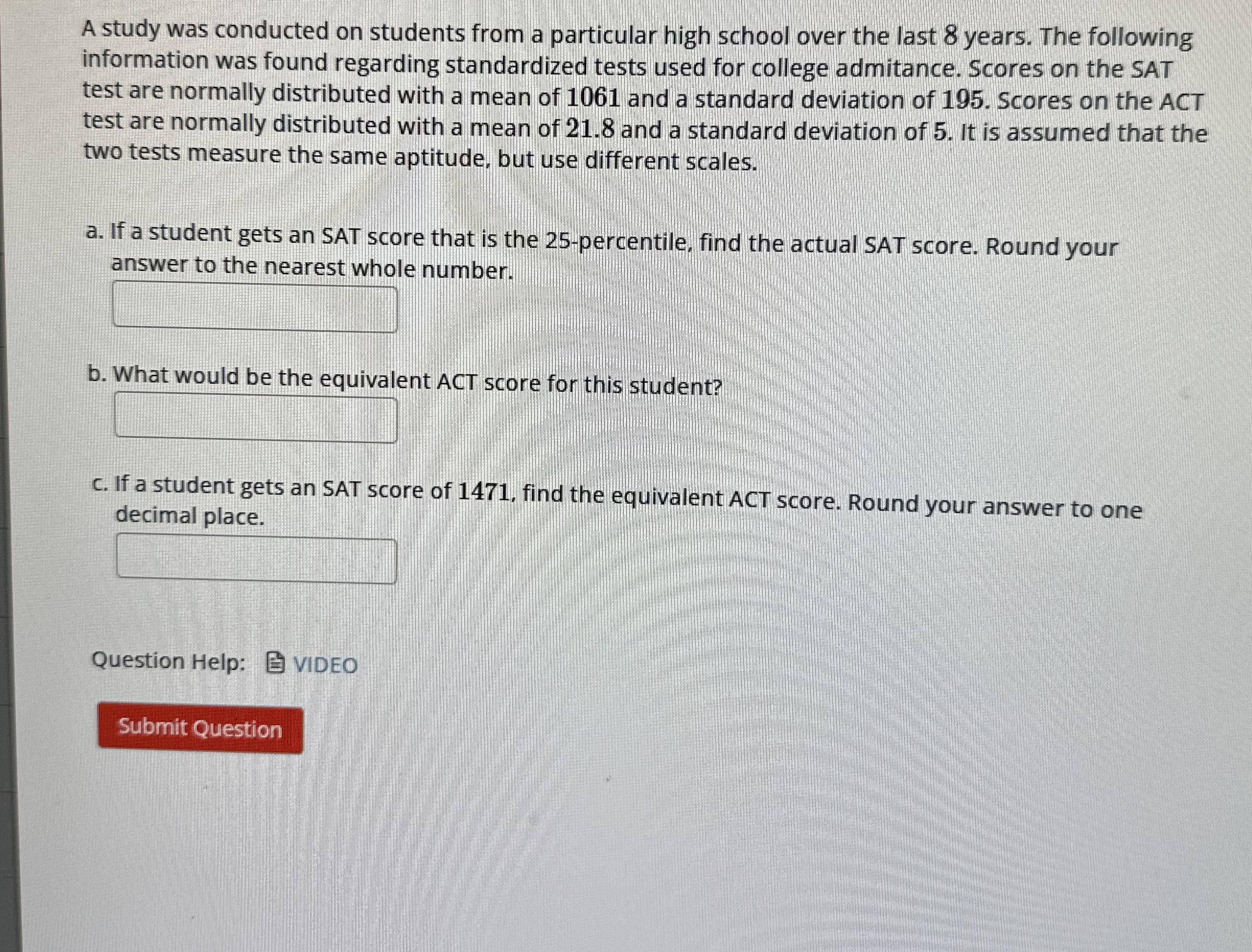 Solved A study was conducted on students from a particular | Chegg.com