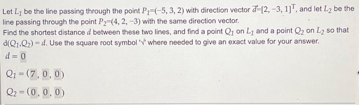 Solved Let L1 Be The Line Passing Through The Point | Chegg.com