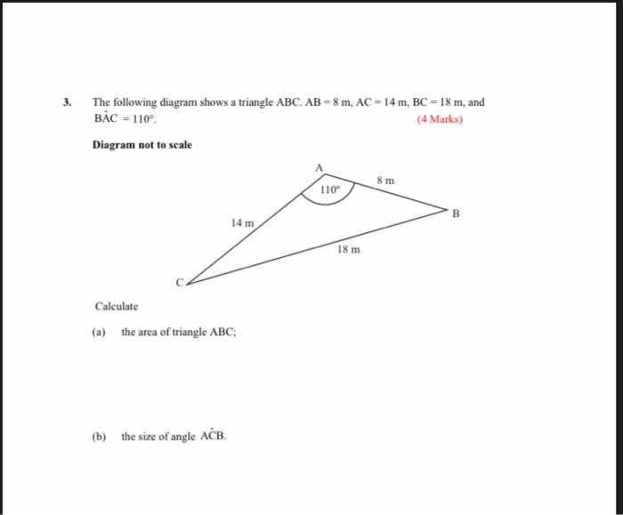 Solved 3 The Following Diagram Shows A Triangle Abc Ab 8