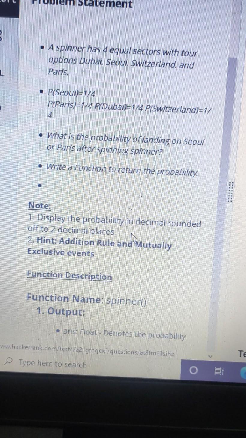 Solved 1. Probability and Statistics -6 Problem Statement • | Chegg.com