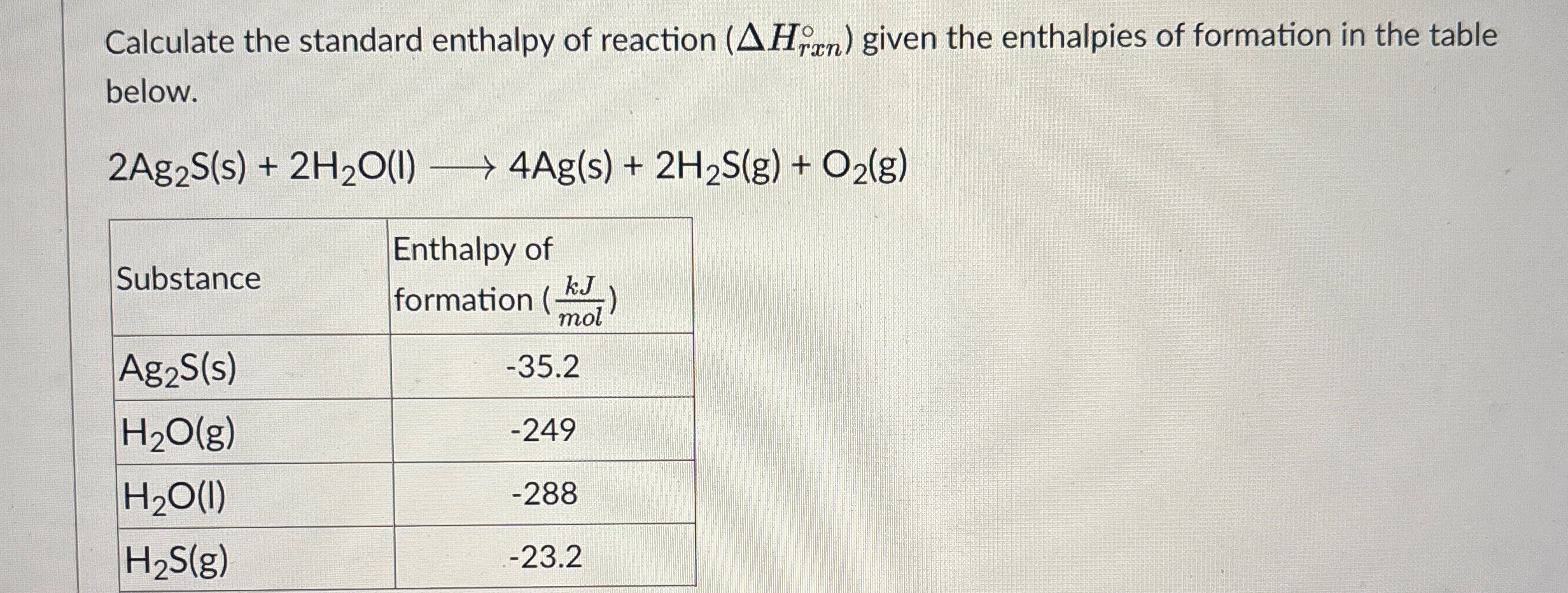 Solved Calculate the standard enthalpy of reaction (ΔHrxn°) | Chegg.com