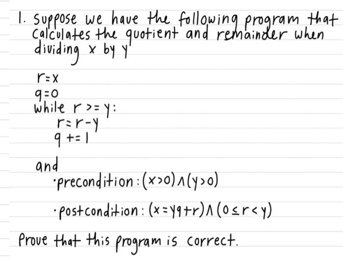 Solved 1. Suppose we have the following program that