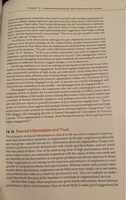 Solved Chapter 16 Implementing HR Strategy: High Performance | Chegg.com