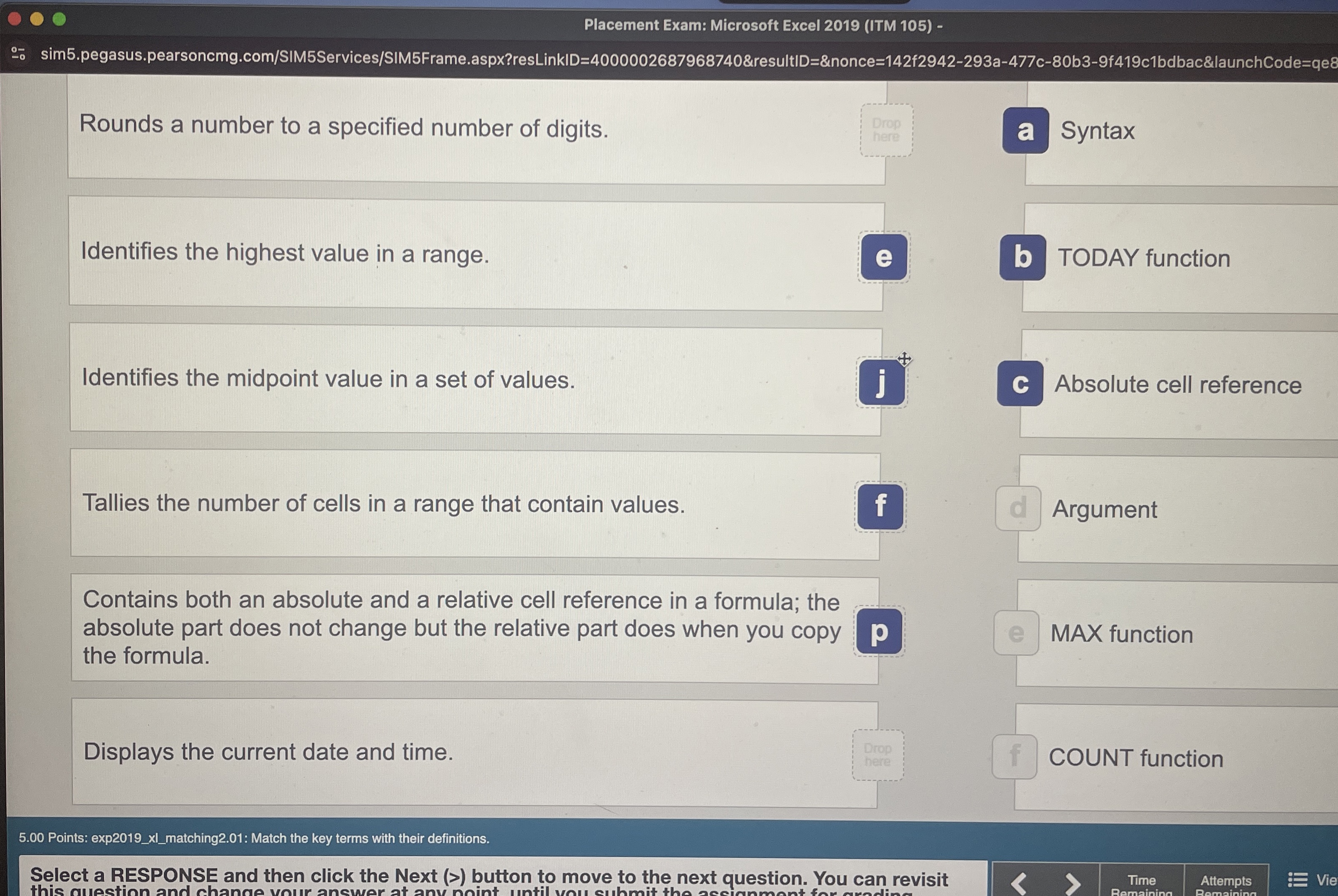 Solved Placement Exam: Microsoft Excel 2019 (ITM | Chegg.com