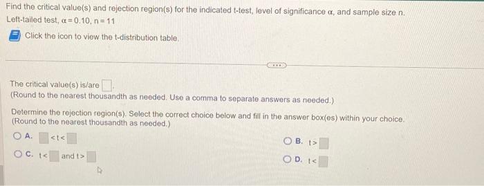 Solved Find the critical value(s) and rejection region(s) | Chegg.com
