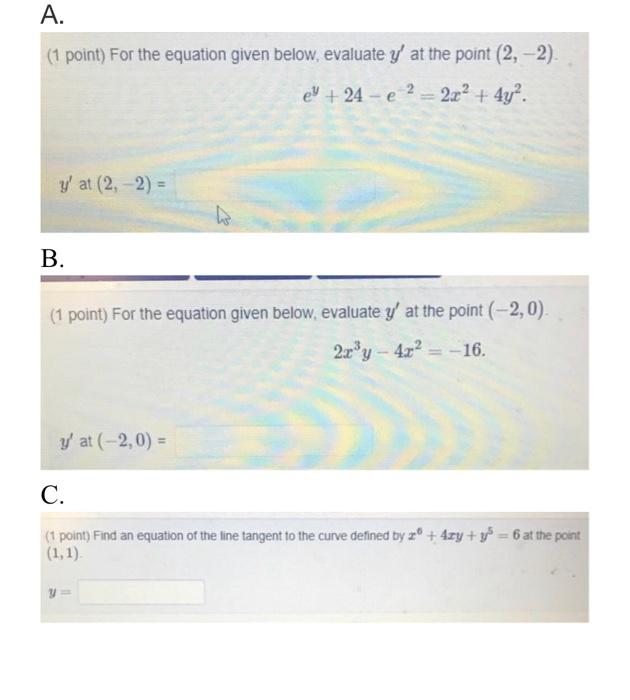 Solved (1 Point) For The Equation Given Below, Evaluate Y′ | Chegg.com