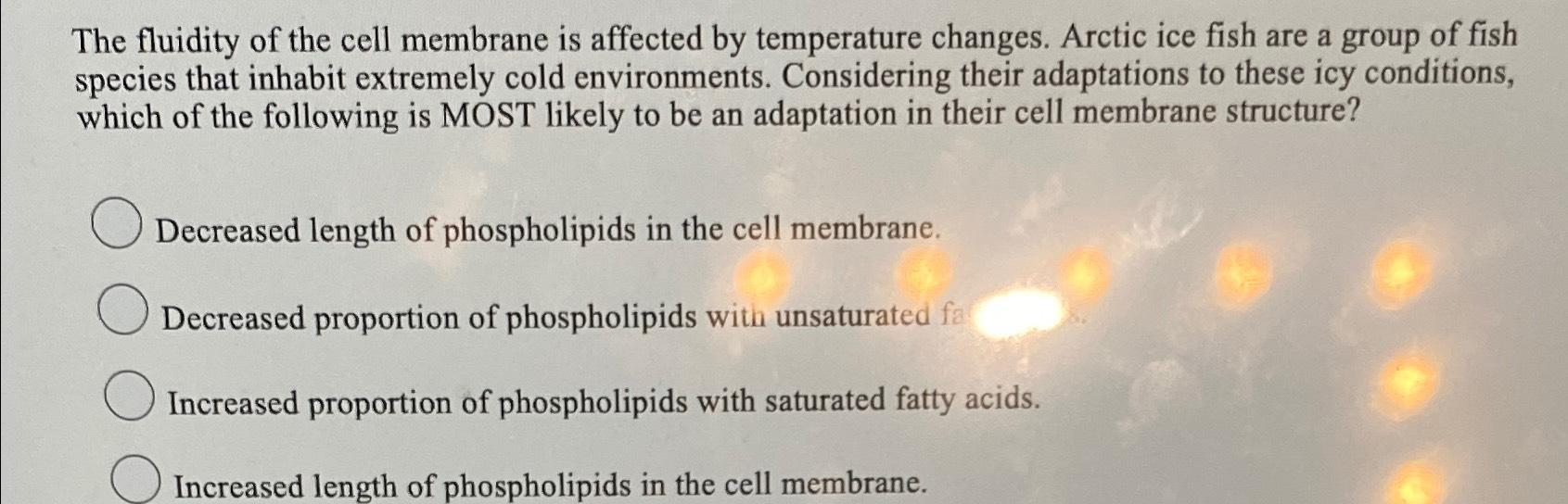 Solved The fluidity of the cell membrane is affected by | Chegg.com