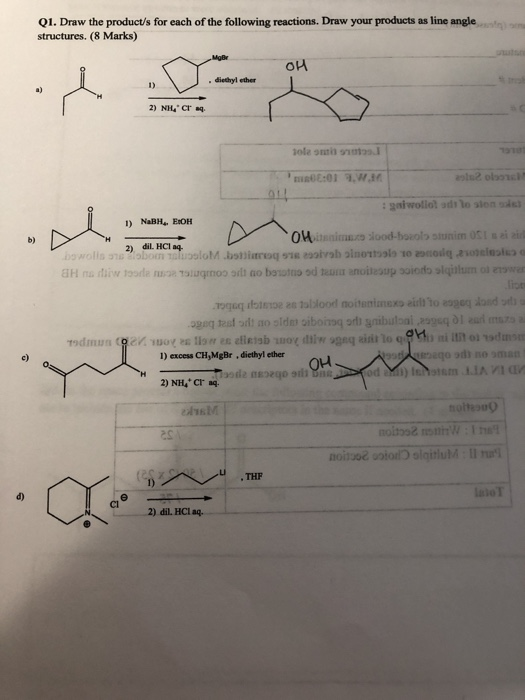 Solved Q1. Draw the product/s for each of the following | Chegg.com