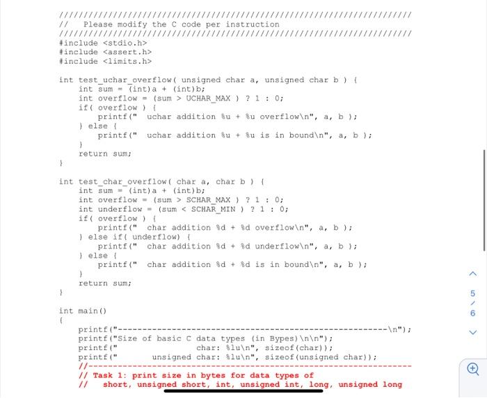 Solved // /////////// Please modify the C code per | Chegg.com