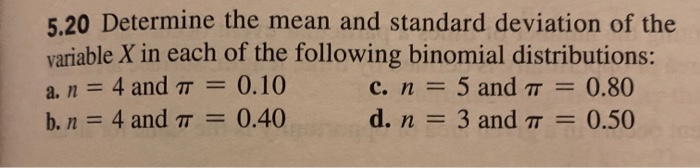 Solved 5.20 Determine The Mean And Standard Deviation Of The | Chegg.com