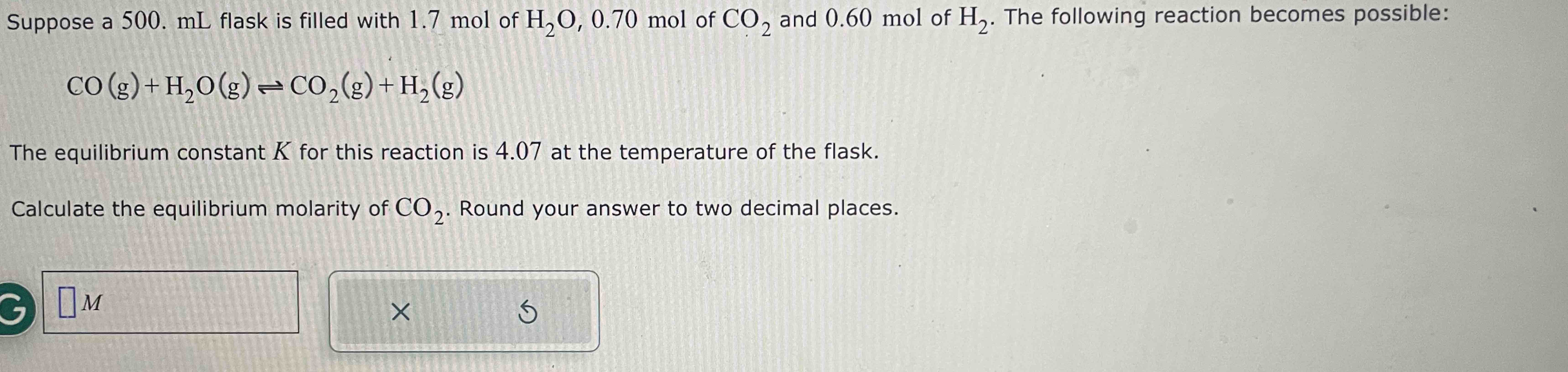Solved Suppose a 500.mL ﻿flask is filled with 1.7mol of | Chegg.com