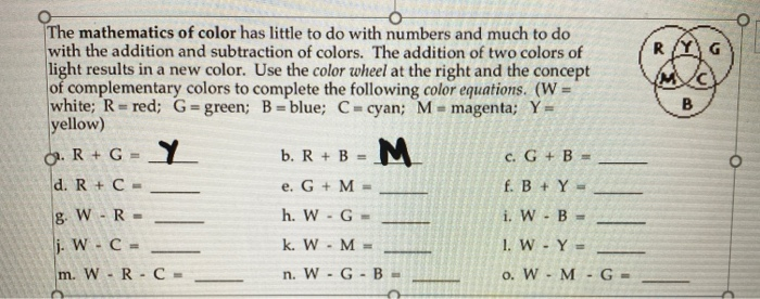 Solved O The mathematics of color has little to do with | Chegg.com