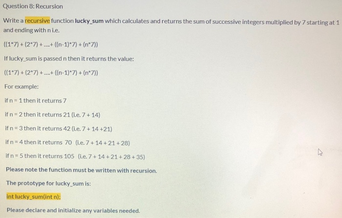 Solved Question 8: Recursion Write A Recursive Function | Chegg.com