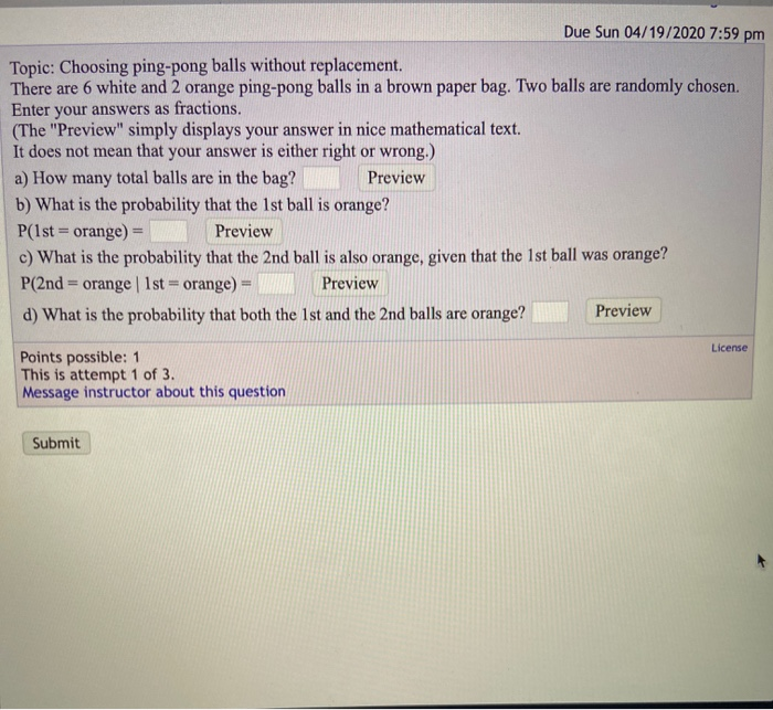 Solved Due Sun 04/19/2020 7:59 pm Topic: Choosing ping-pong | Chegg.com