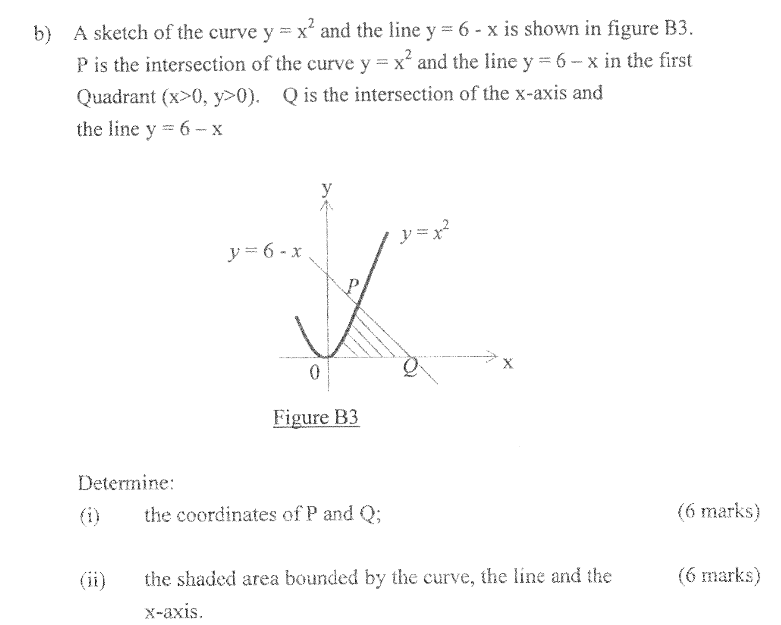 Solved B ﻿a Sketch Of The Curve Yx2 ﻿and The Line Y6 X 0432