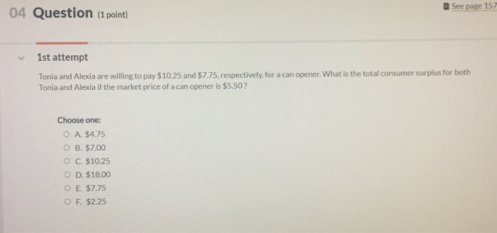 Solved See page 157 04 Question (1 point) 1st attempt Tonia | Chegg.com