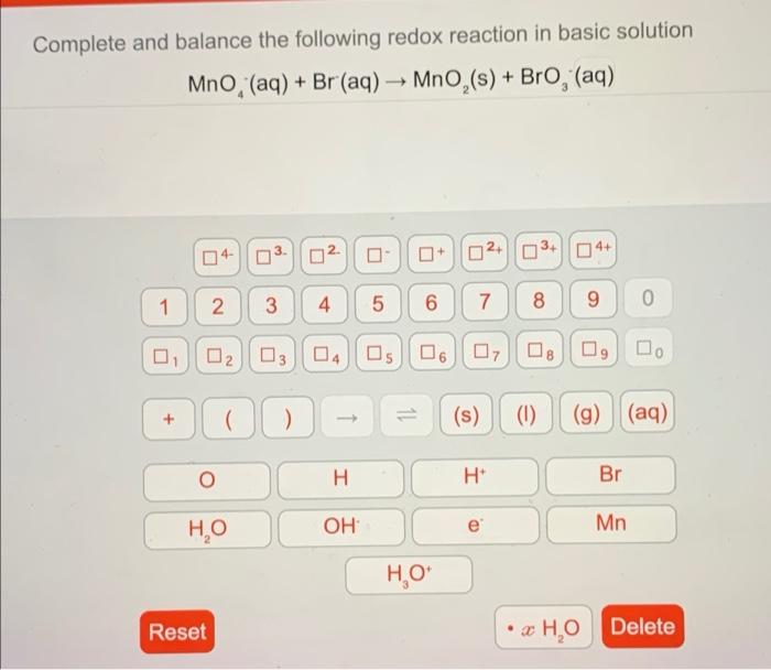 Solved Complete And Balance The Following Redox Reaction In | Chegg.com