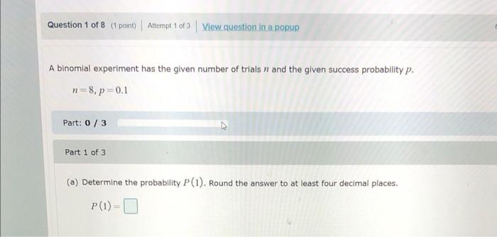 Solved A binomial experiment has the given number of trials | Chegg.com