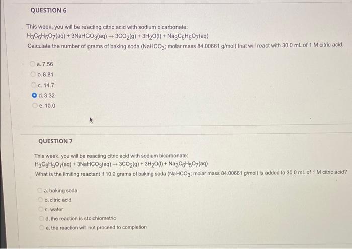 Solved This Week, You Will Be Reacting Citric Acid With | Chegg.com