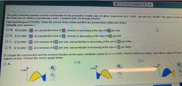 Solved The price-demand equation and the cost function for | Chegg.com