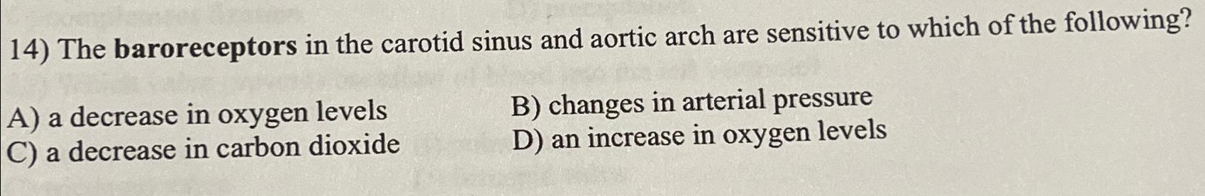 Solved The baroreceptors in the carotid sinus and aortic | Chegg.com