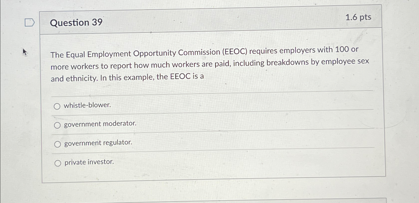 Solved Question 391.6ptsThe Equal Employment Opportunity | Chegg.com