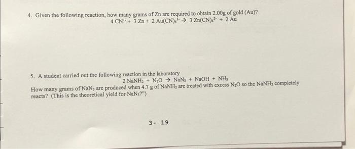 Solved 4. Given the following reaction, how many grams of Zn | Chegg.com