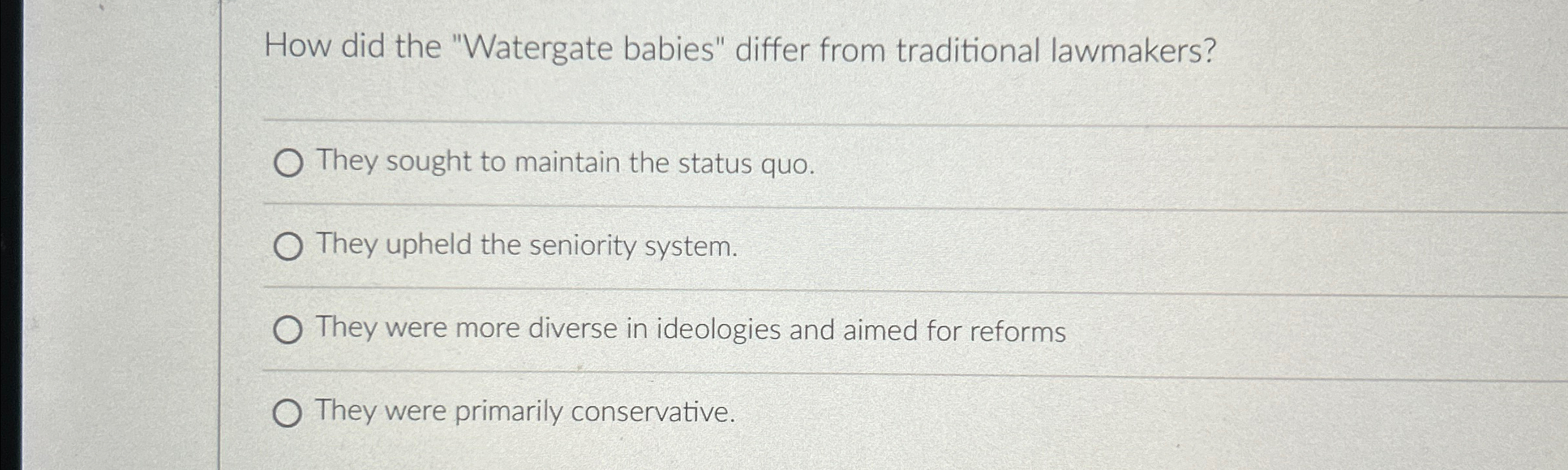 Solved How did the "Watergate babies" differ from
