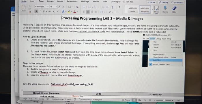 Solved Processing Programming LAB 3 - Media \& Images | Chegg.com