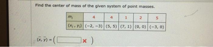 Solved Find the center of mass of the given system of point | Chegg.com