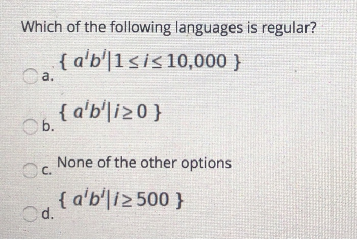 Solved Which Of The Following Languages Is Regular? | Chegg.com