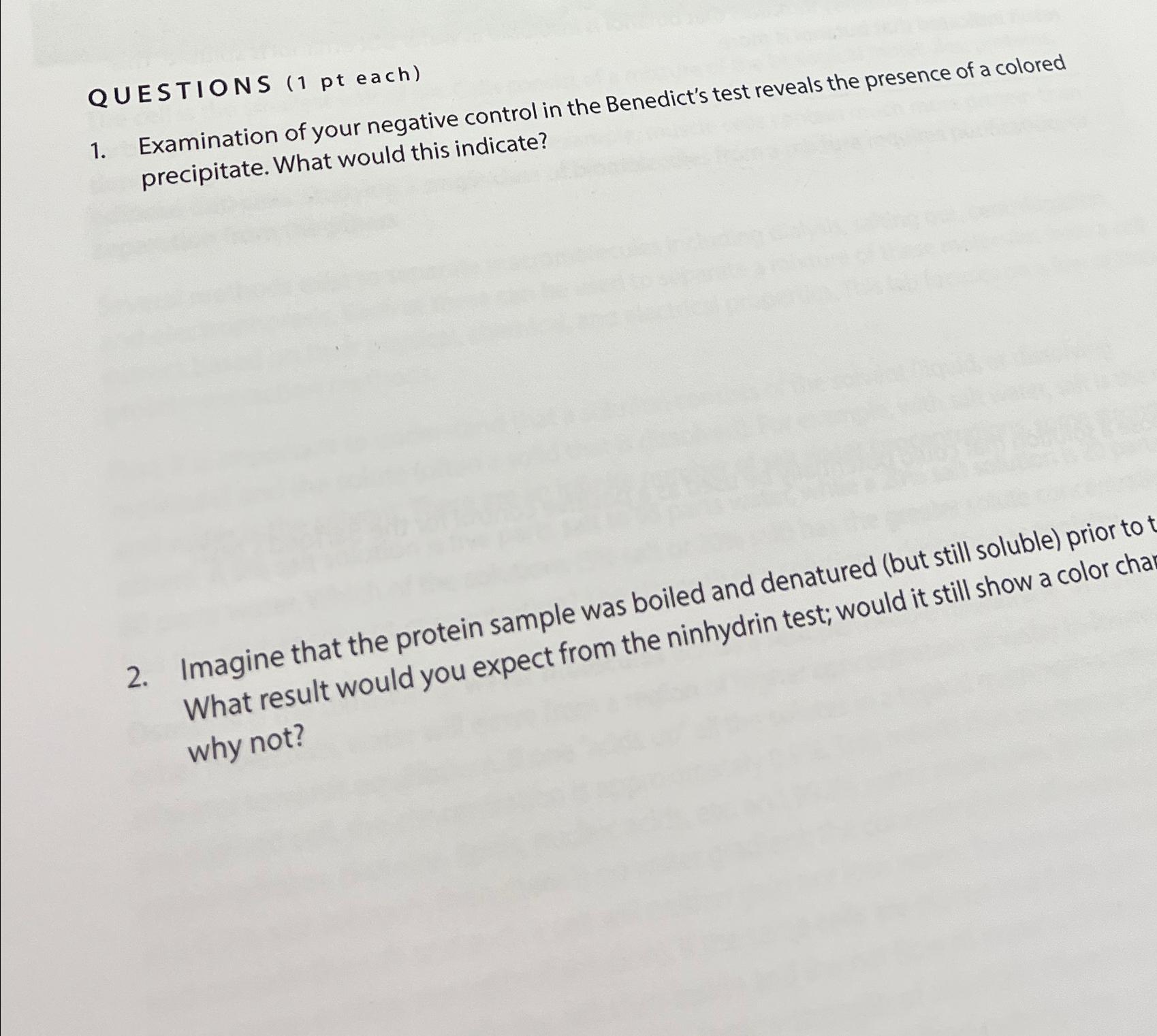 Solved QUESTIONS 1 pteach Examination of your negative Chegg