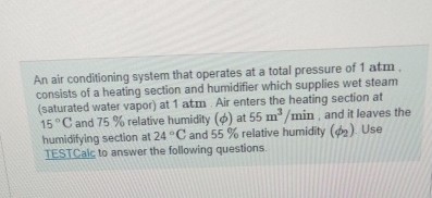 Solved An air conditioning system that operates at a total | Chegg.com