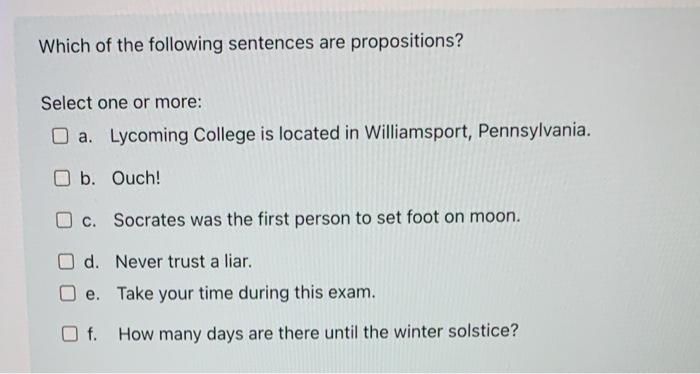 Which of the following sentences are propositions? | Chegg.com