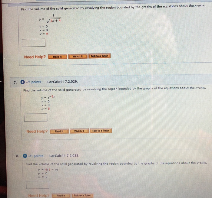 Solved Find the volume of the solid generated by revolving | Chegg.com