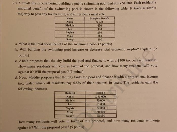 Solved 2.5 A small city is considering building a public