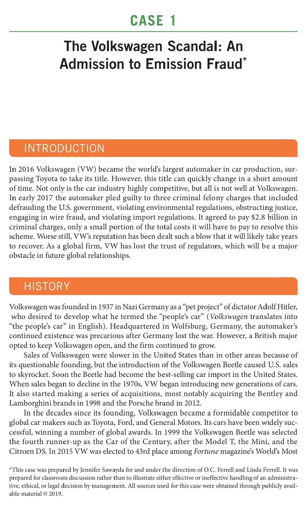 volkswagen scandal case study questions and answers