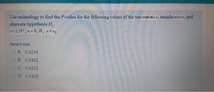 Solved Use Technology To Find The P-value For The Following | Chegg.com