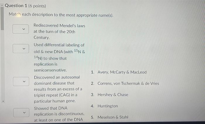 Solved Match each description to the most appropriate | Chegg.com