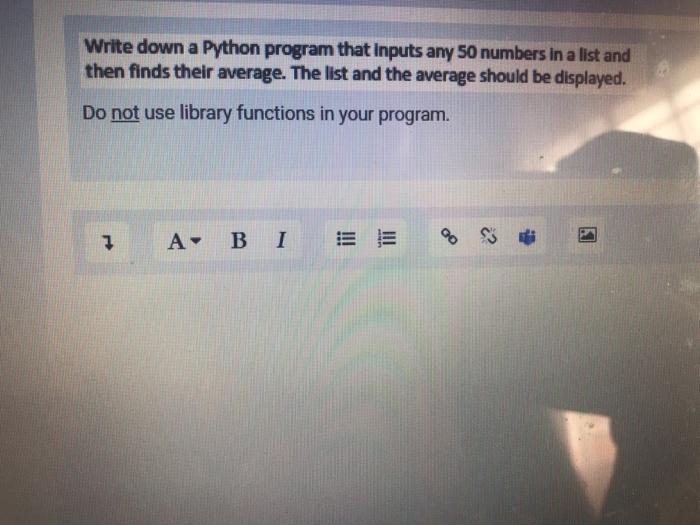 Solved Write down a Python program that Inputs any 50 | Chegg.com