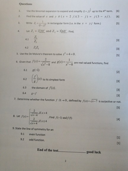 Questions 1 6 Use The Binomial Expansion To Expand Chegg Com