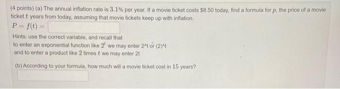 Solved (4 points) (a) The annual inflation rate is 3.1% per | Chegg.com