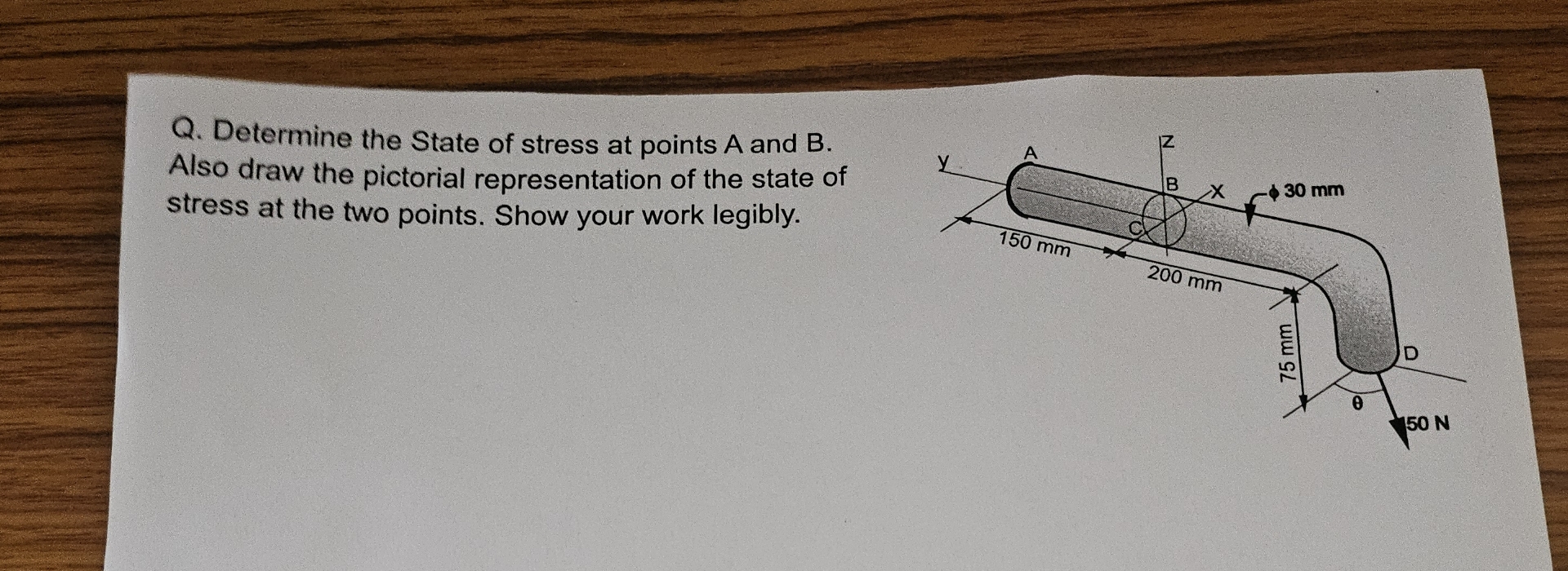 Q. ﻿Determine the State of stress at points A and B. | Chegg.com