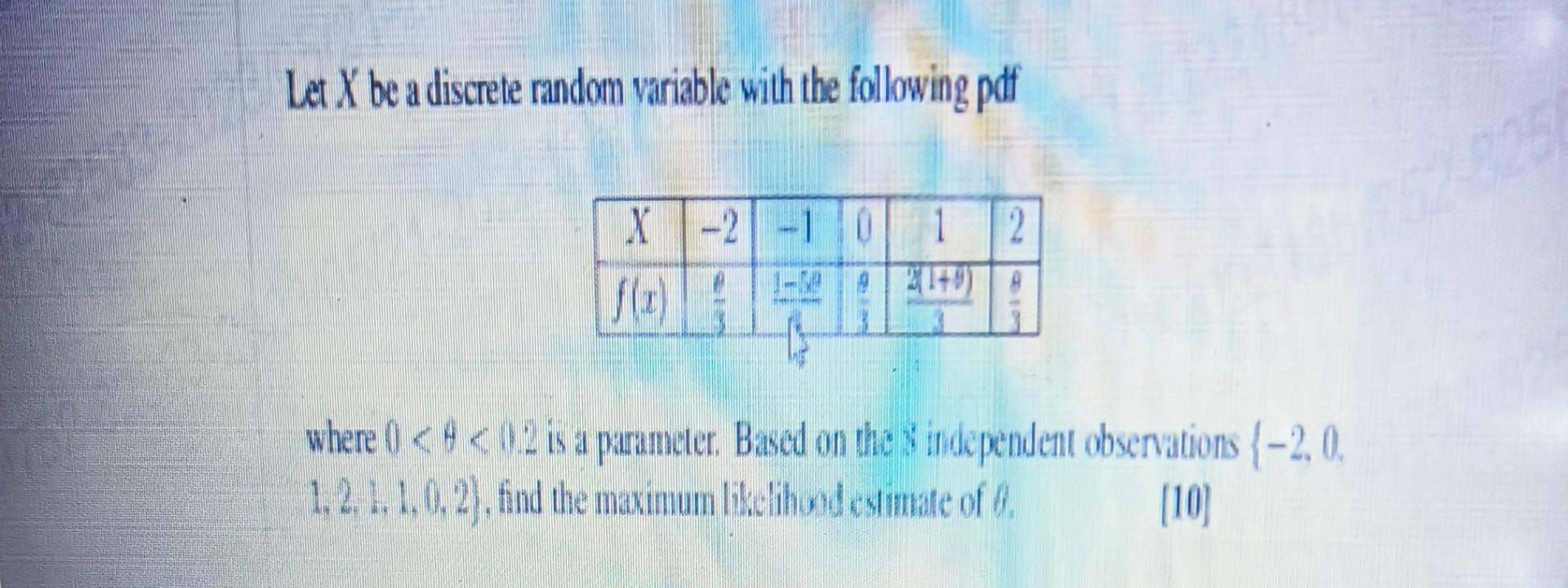 Solved Let X be a discrete random variable with the | Chegg.com
