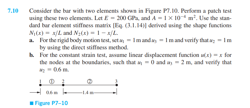 Solved 7.10 ﻿Consider the bar with two elements shown in | Chegg.com