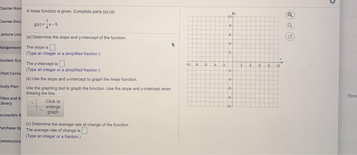 Solved Course Hom A linear function is given. Complete parts | Chegg.com