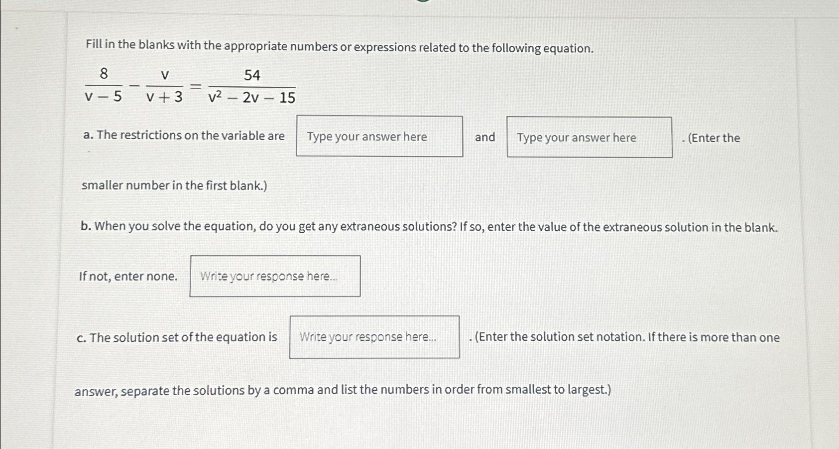 Solved Fill in the blanks with the appropriate numbers or | Chegg.com